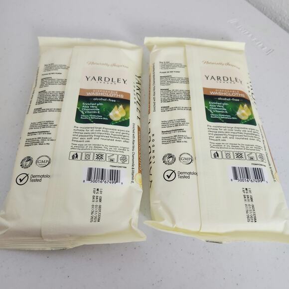 Lot of 2 Yardley London 18ct. Large Disposable Washcloths 12X8 Travel Home Clean - Picture 2 of 7